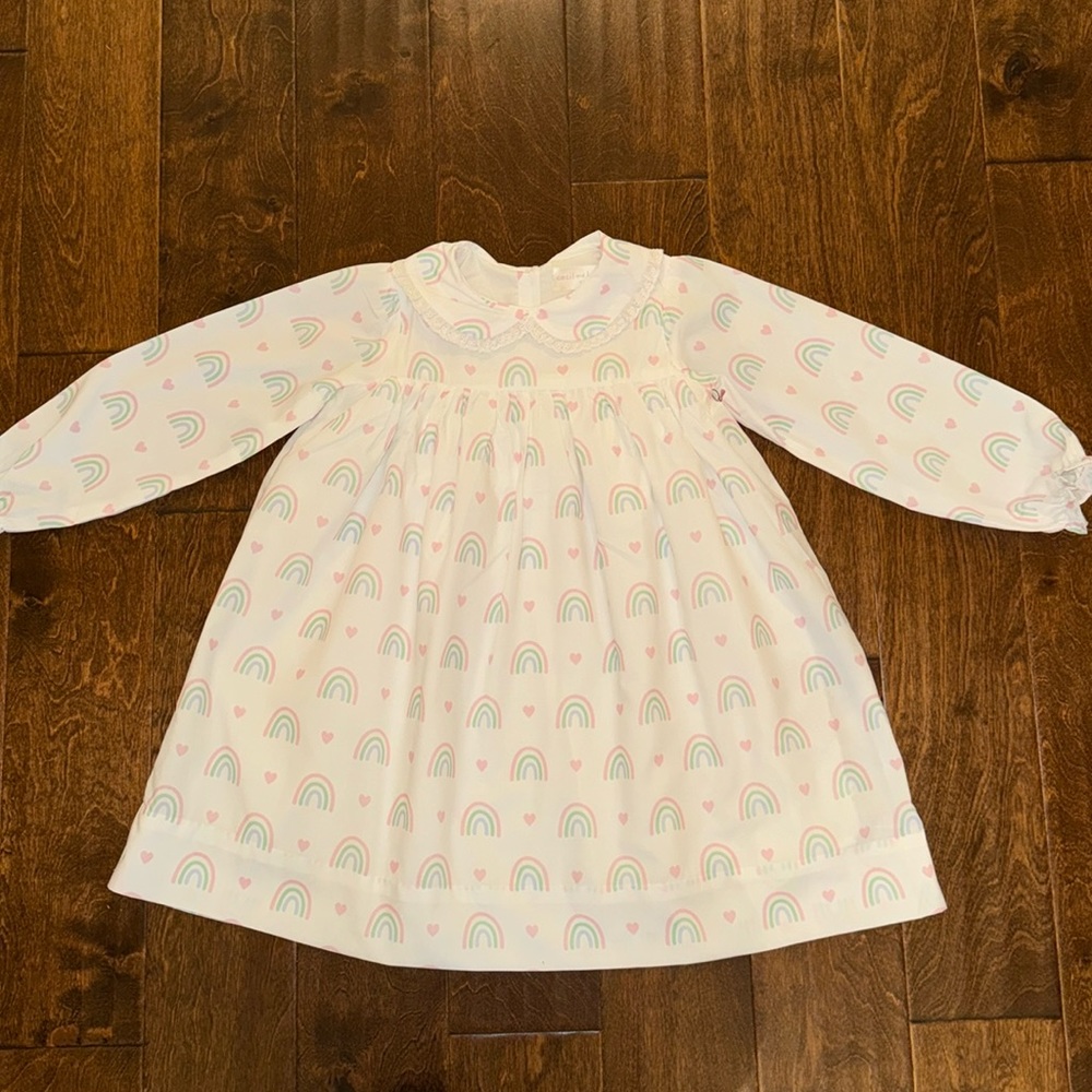 NWT Cecil & Lou White Rainbows and Hearts Eyelet Dress - 7 price is firm